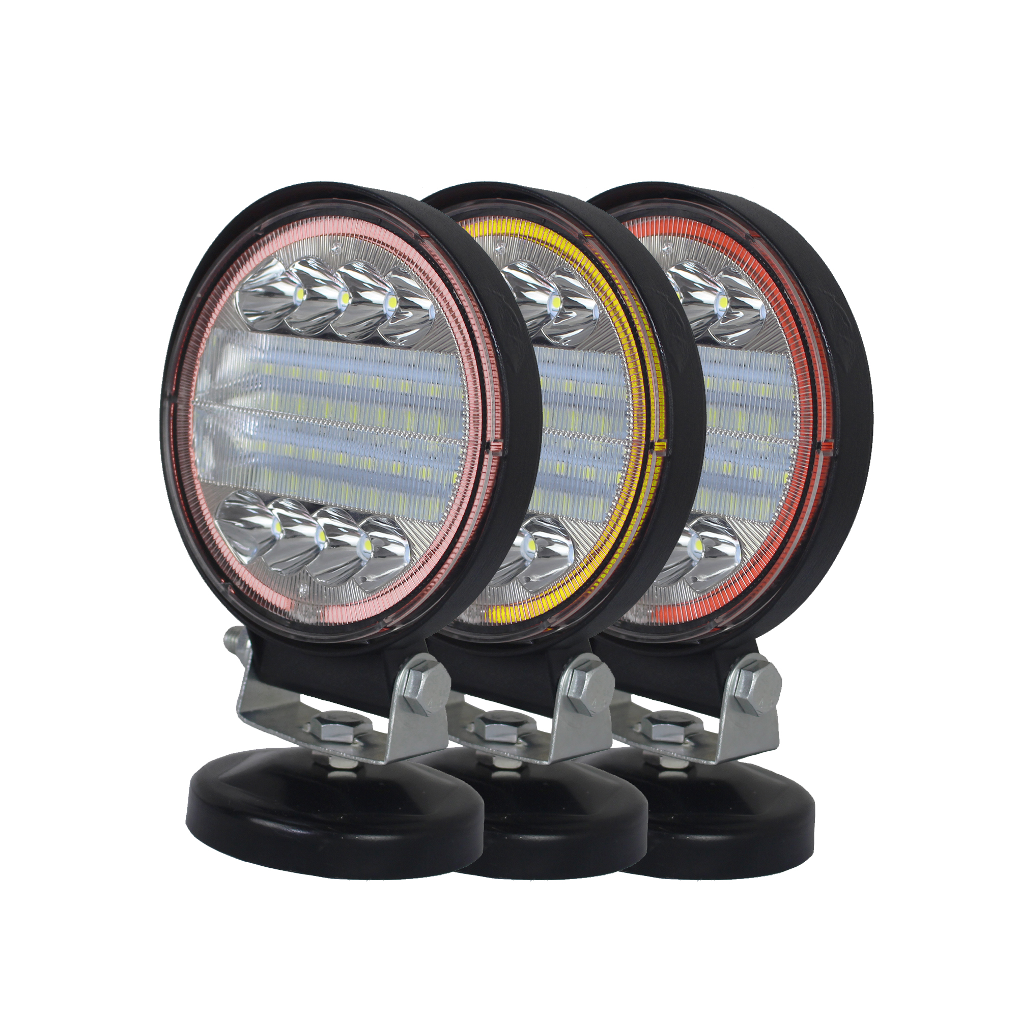 72w round LED Work Lights with Yellow Halo Ring-DRL-for-Off-road-cars